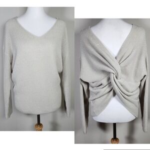 Miracle USA Chunky Knit‎ Sweater Womens Small Medium Twist Back Knot Fisherman